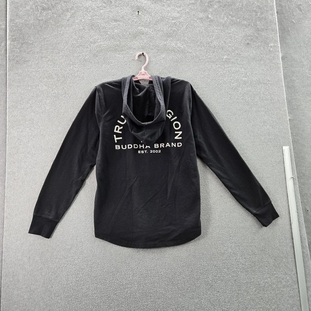 True Religion Men Hoodie M/M‎ Black Buddha Guitar Pullover